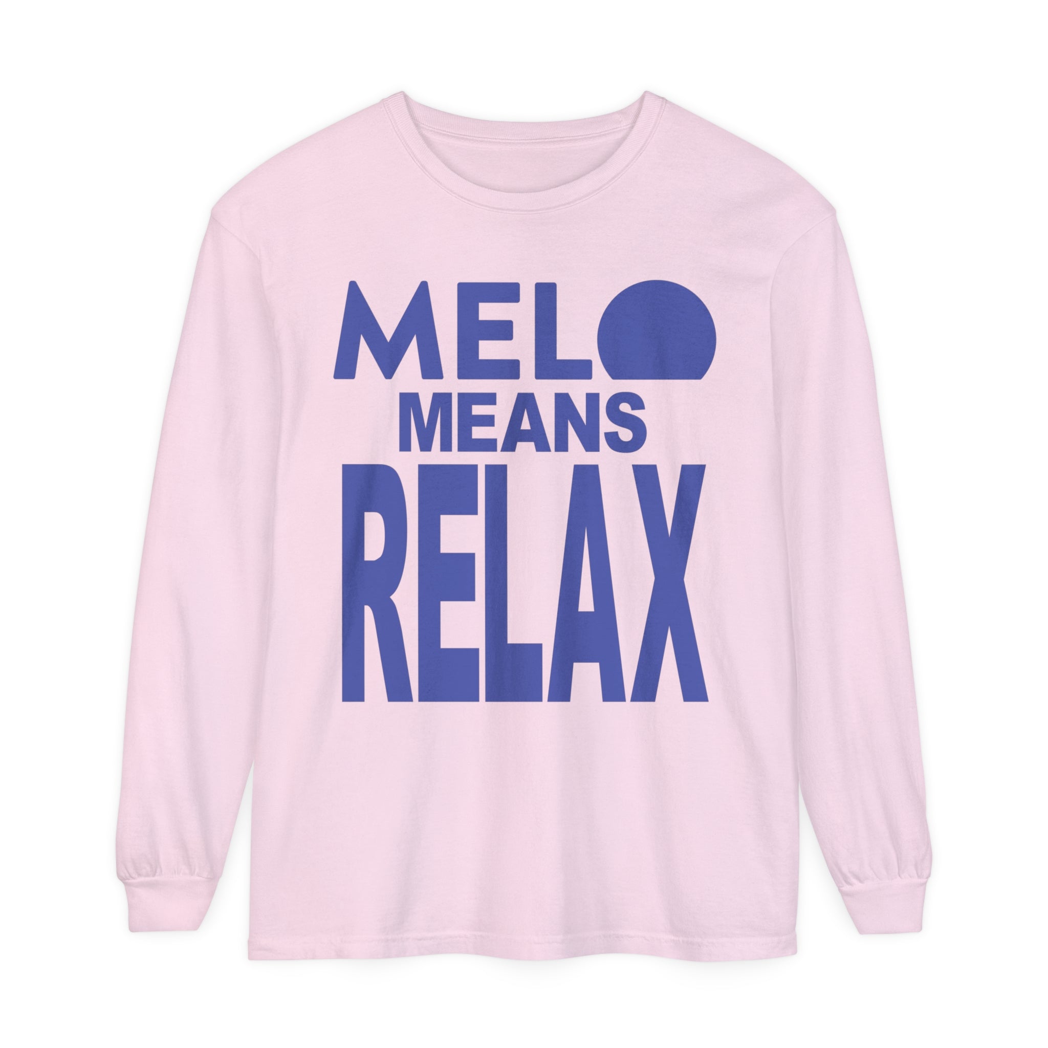 Vanuatu Relief Long - Sleeve Shirt - Melo Means Relax - Blue Text - Melo