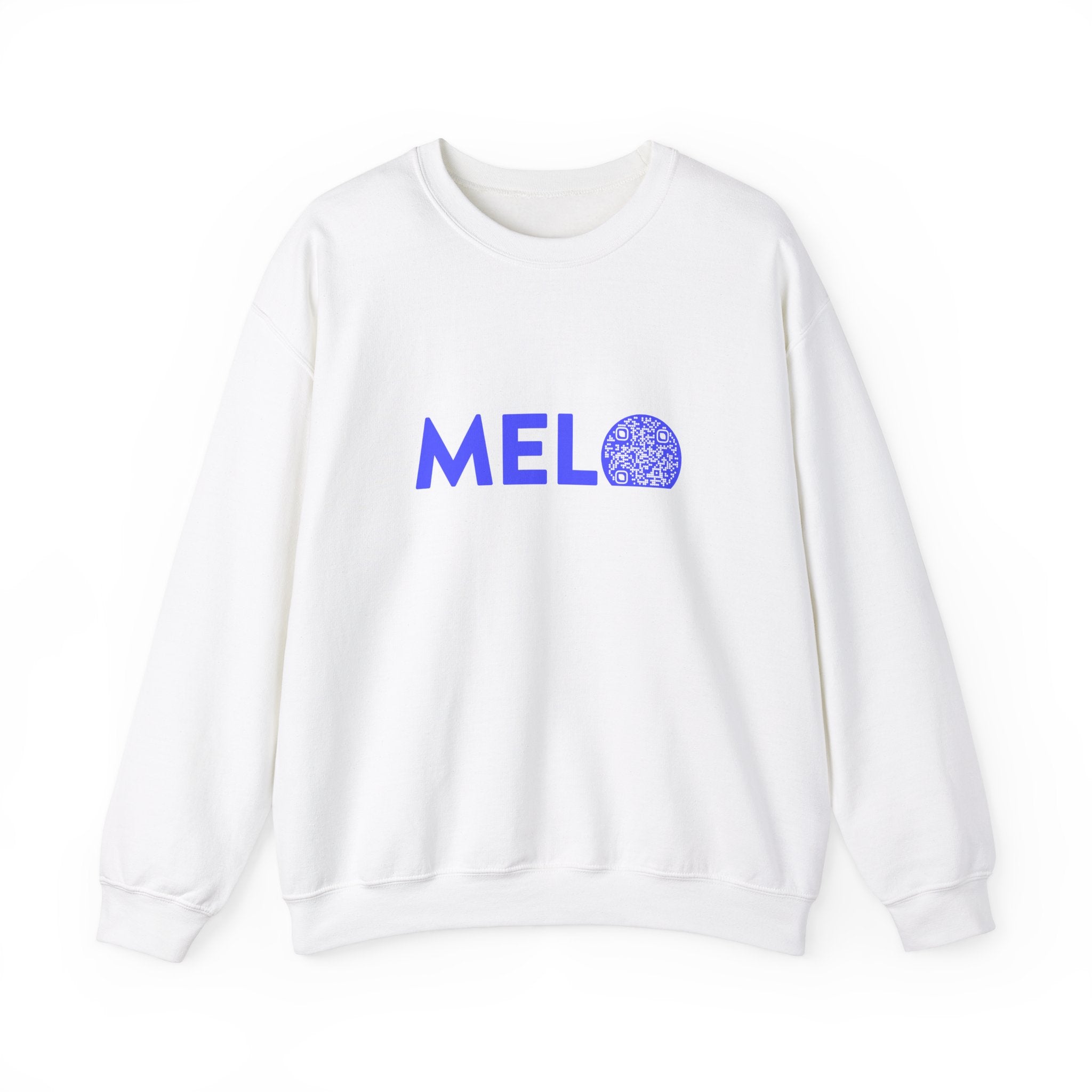 Vanuatu Relief Sweater - Melo Logo w/ Donation QR Code - Blue Text - Melo