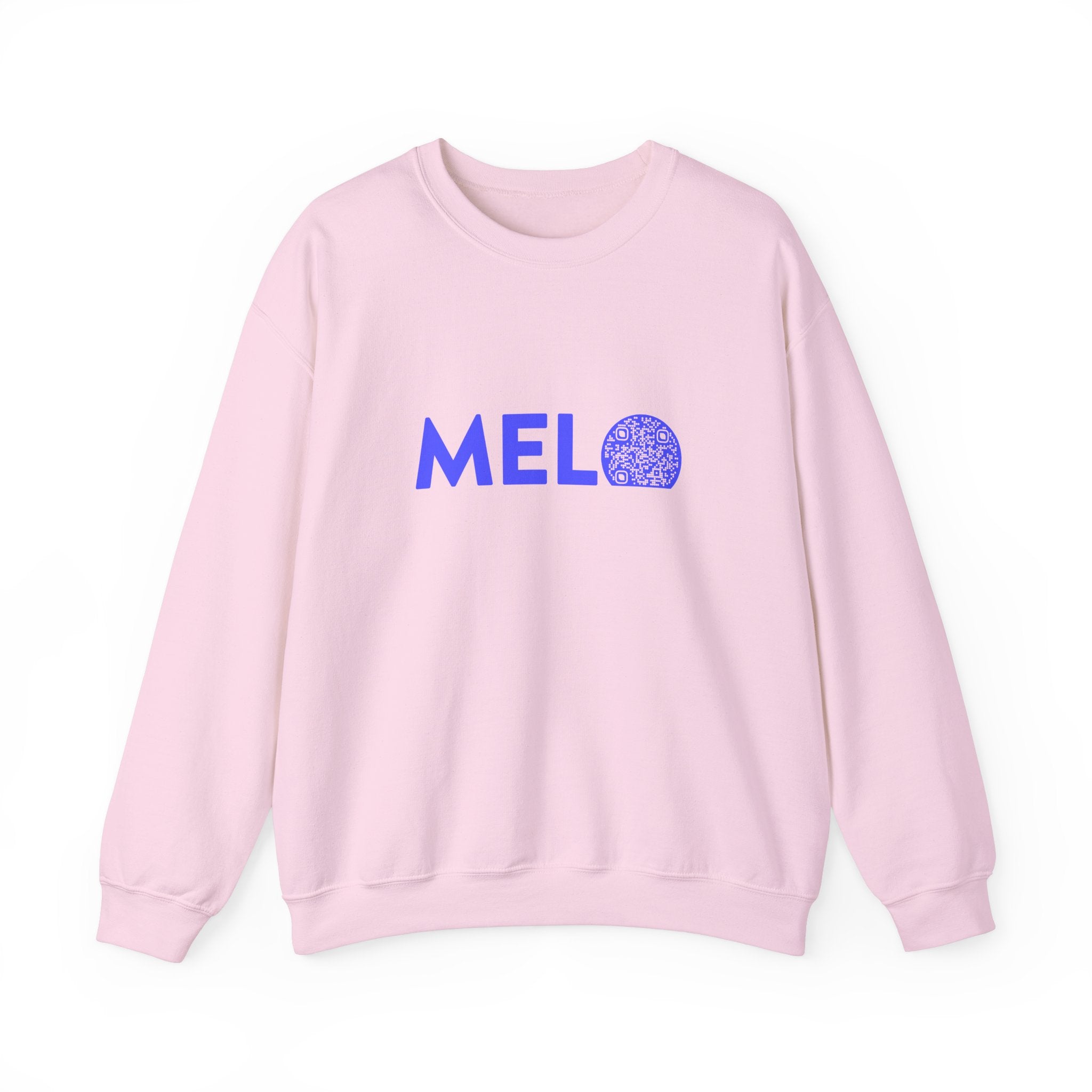 Vanuatu Relief Sweater - Melo Logo w/ Donation QR Code - Blue Text - Melo