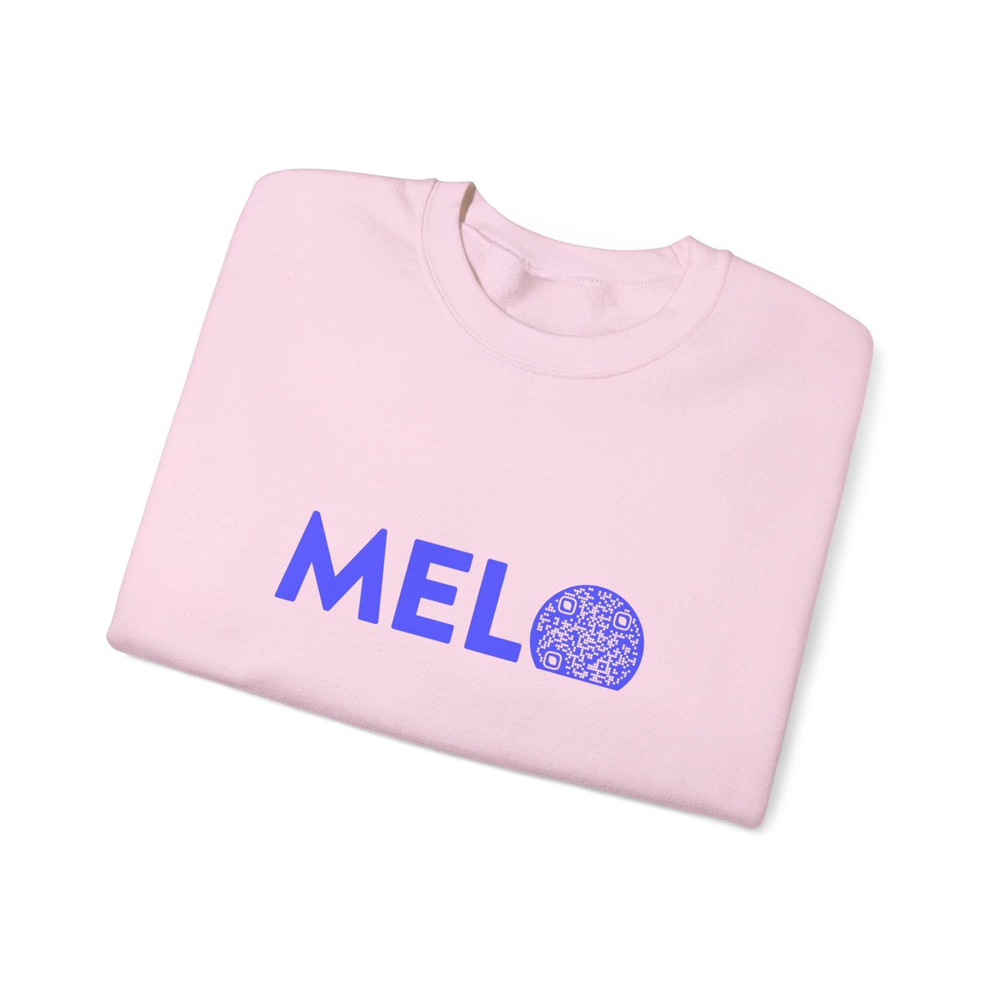 Vanuatu Relief Sweater - Melo Logo w/ Donation QR Code - Blue Text - Melo