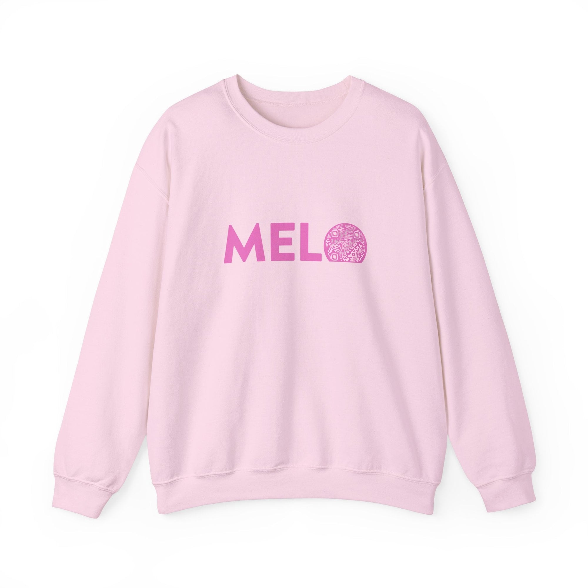 Vanuatu Relief Sweater - Melo Logo w/ Donation QR Code - Pink Text - Melo