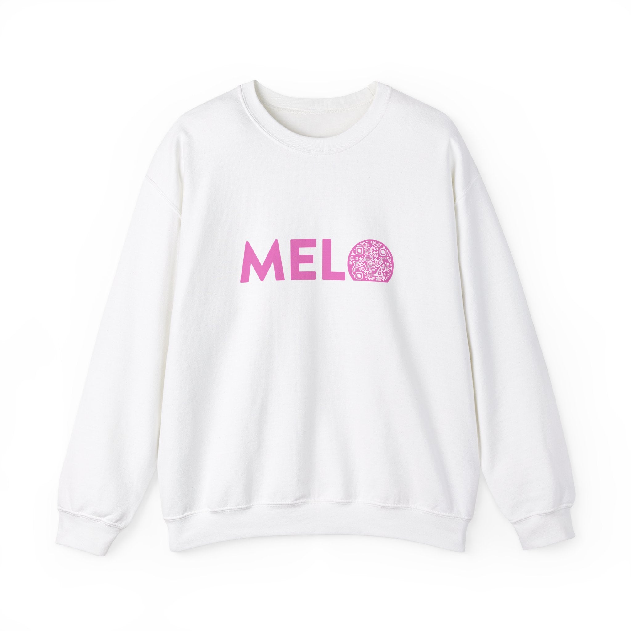 Vanuatu Relief Sweater - Melo Logo w/ Donation QR Code - Pink Text - Melo