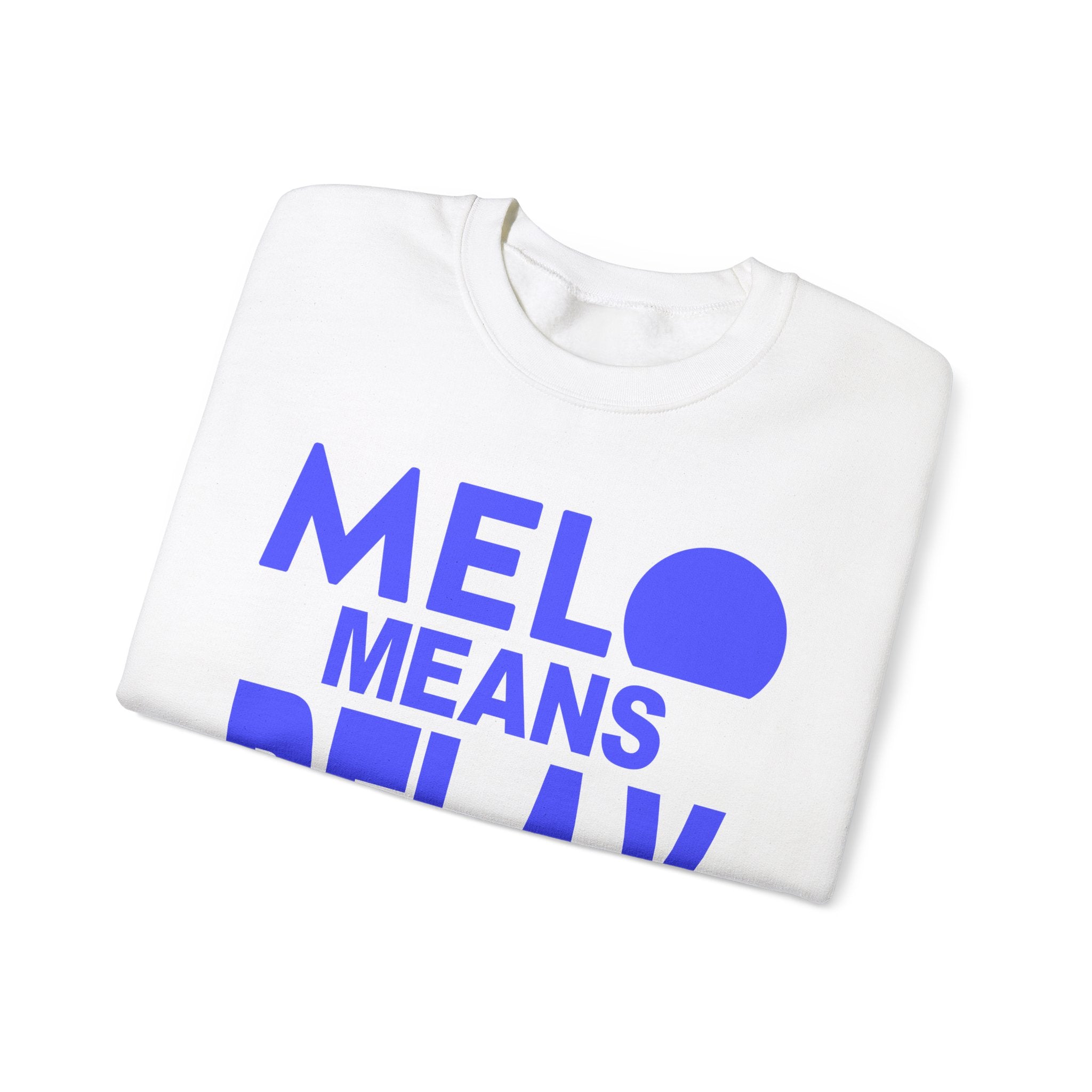 Vanuatu Relief Sweater - Melo Means Relax - Blue Text - Melo