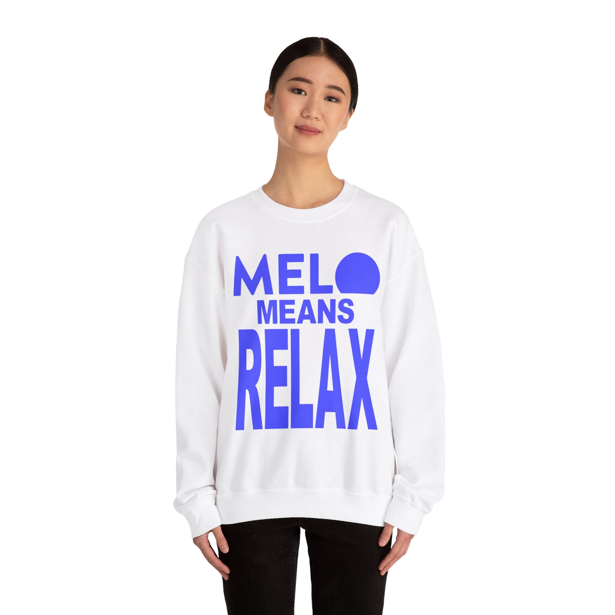 Vanuatu Relief Sweater - Melo Means Relax - Blue Text - Melo