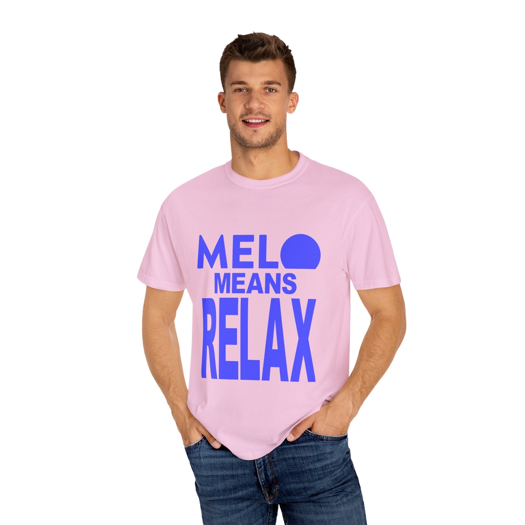 Vanuatu Relief Tee - Melo Means Relax - Blue Text - Melo