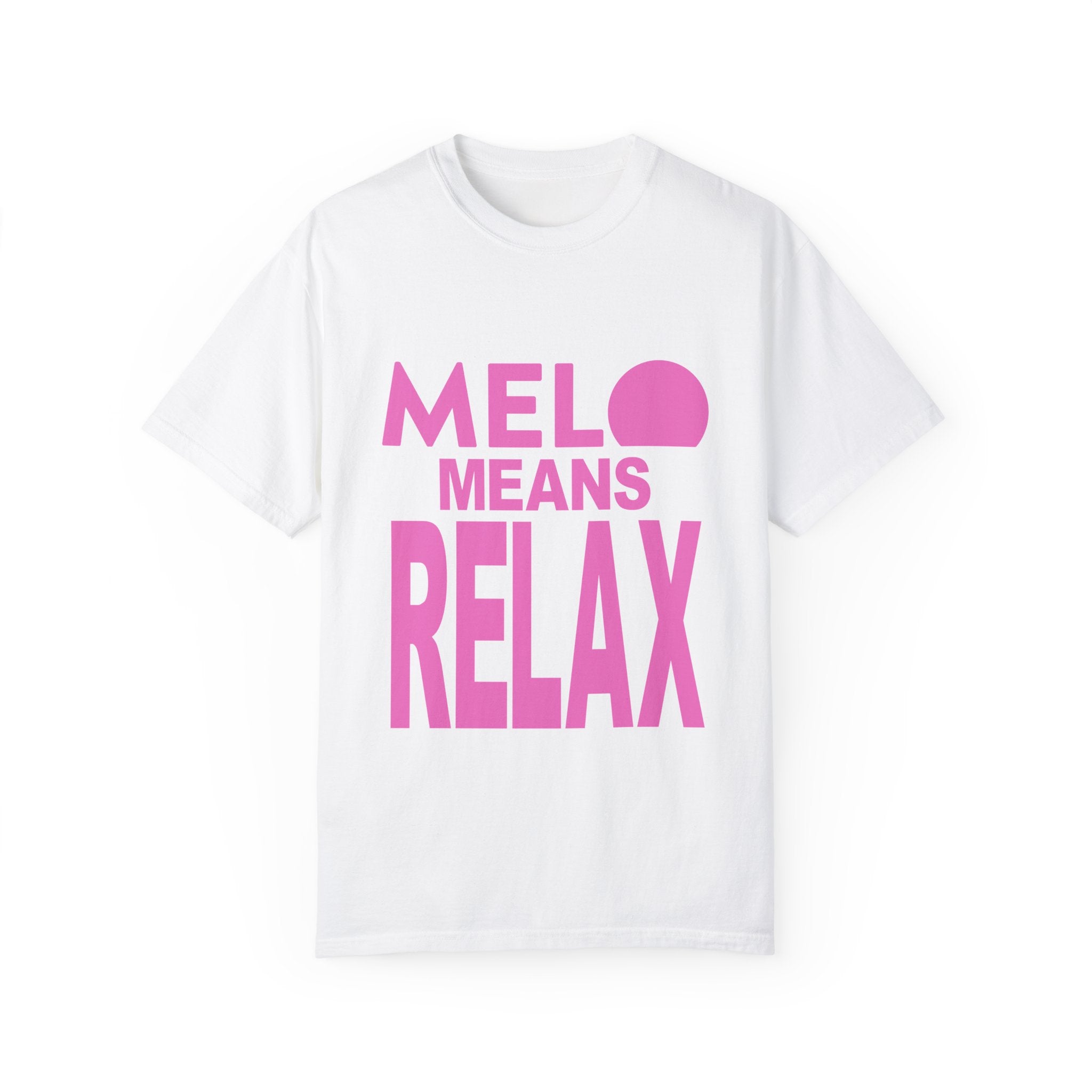 Vanuatu Relief Tee - Melo Means Relax - Pink Text - Melo