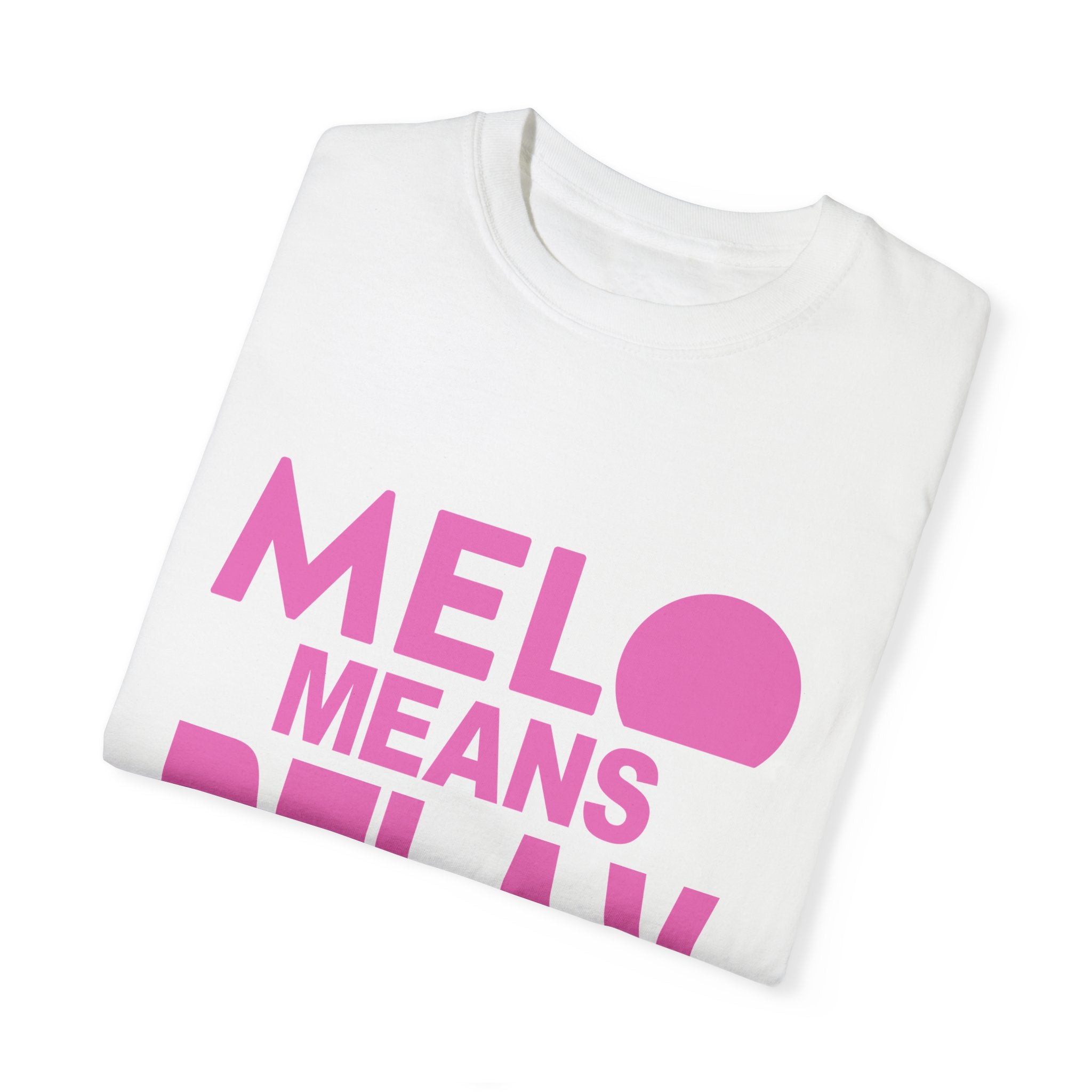 Vanuatu Relief Tee - Melo Means Relax - Pink Text - Melo