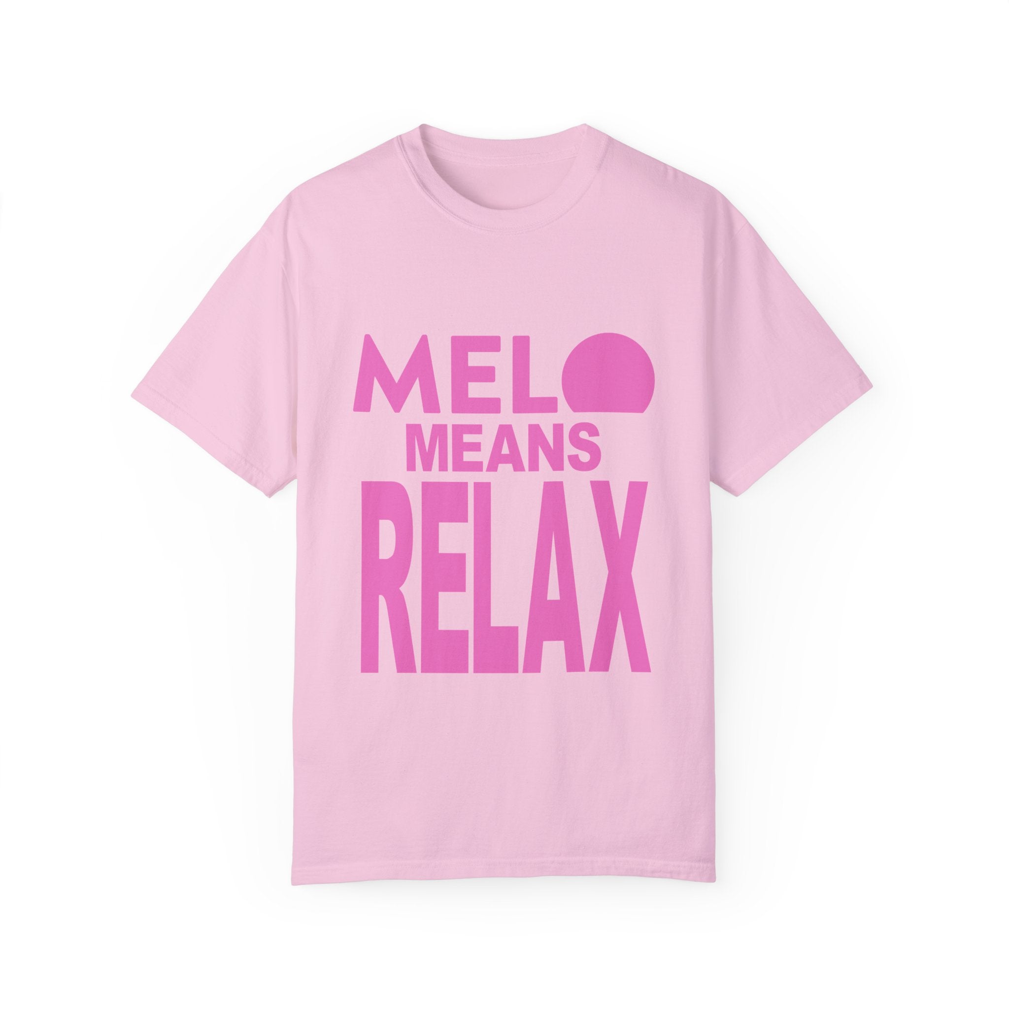 Vanuatu Relief Tee - Melo Means Relax - Pink Text - Melo